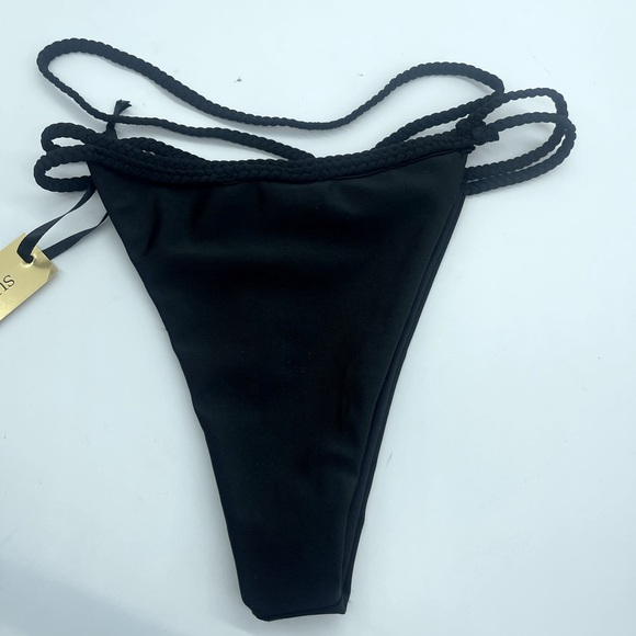 NWT SUNSATION Sexy Black Braided Rope String Bikini Size Small in Black - Picture 5 of 9